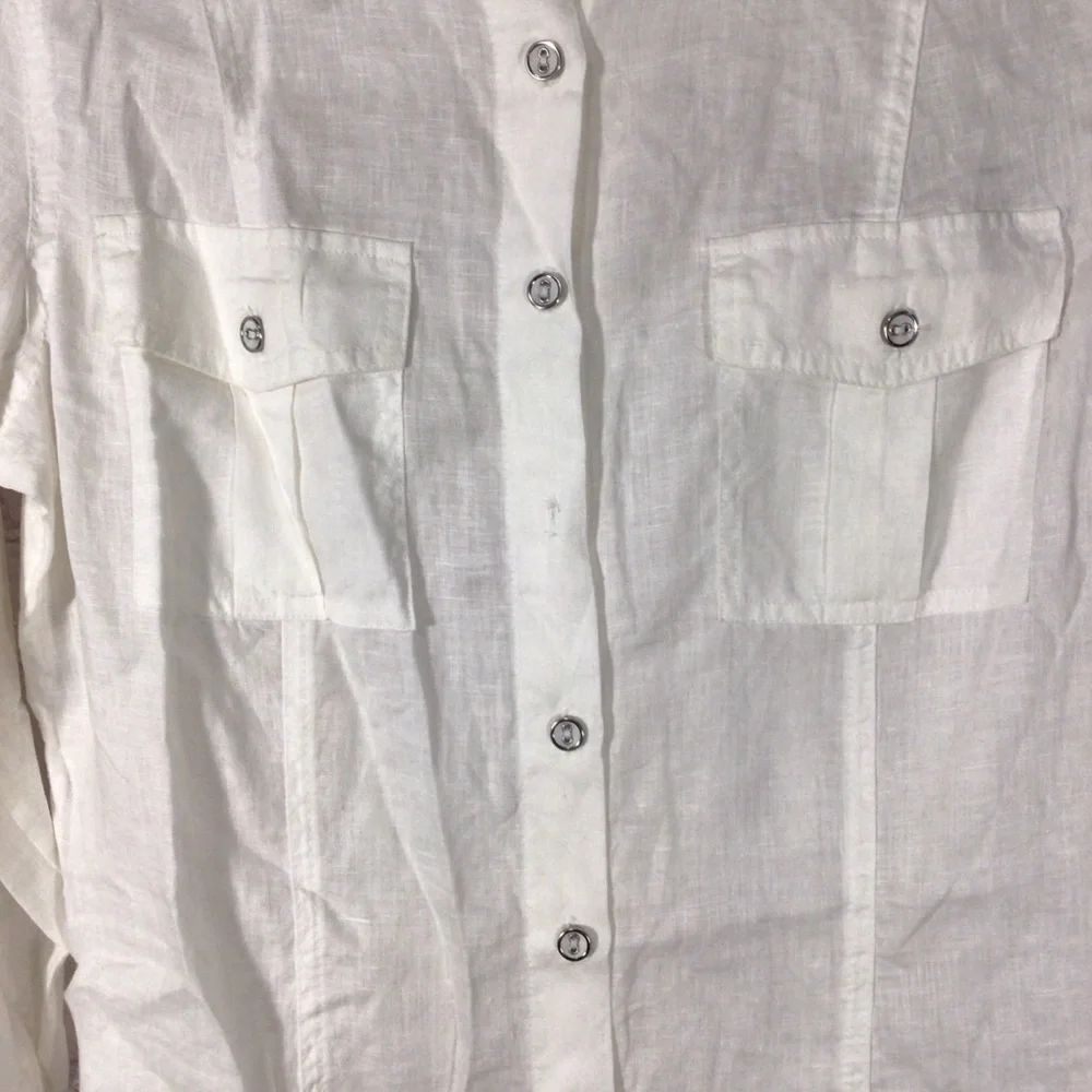 Chico’s Linen Long Sleeve Button Down Blouse - Size 1 - Picture 2 of 6